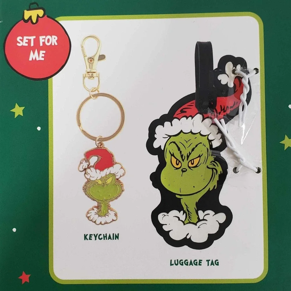 The Grinch & Max Christmas Luggage Tags & Metal Keychains Accessory Sharing Set